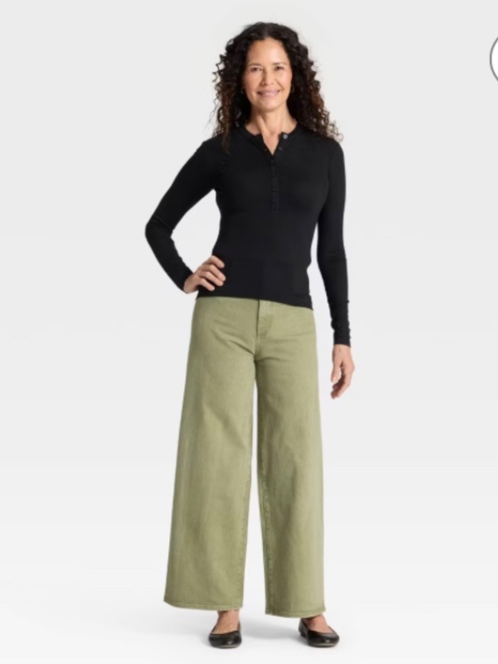 Universal Thread Olive High-Rise Sailor Wide Leg Ankle Jeans Size 10